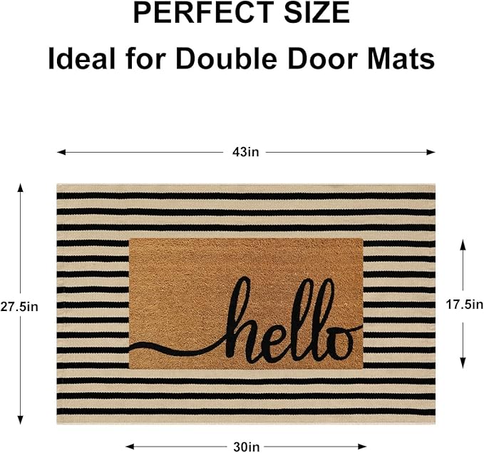 Black and Tan Striped Rugs 2.3'x3.6', Washable Front Door Rug Hand Woven Reversible Outdoor Welcome Mat, Foldable Layered Door Mats for Entryway Porch Decor Home Entrance