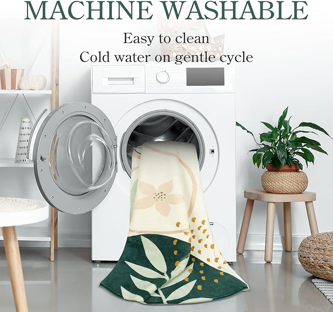 Lahome Green Washable Area Rug - 2x3 Botanical Print Small Rug Modern Abstract Non-Slip Minimalist Art Area Rug Accent Distressed Throw Rugs Floor Carpet for Living Room Bedroom Entryway Rug