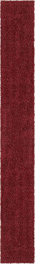 Unique Loom Davos Shag Collection Area Rug - Solid (2' 7" x 20' Runner, Poppy)
