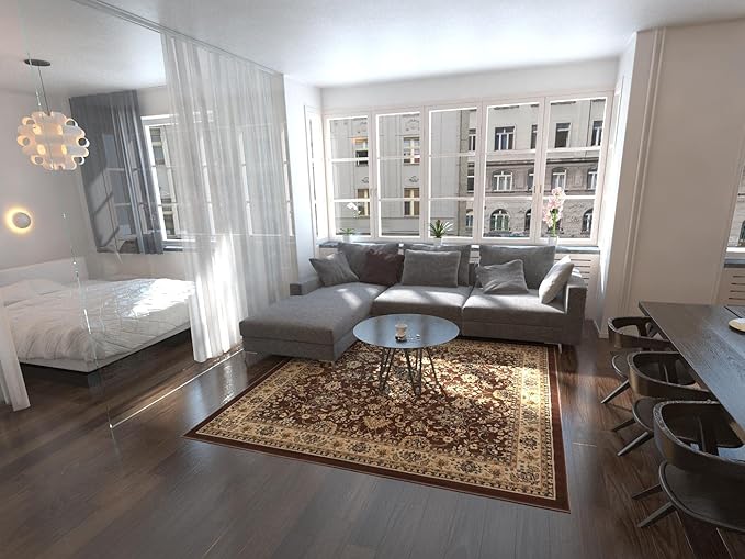 Unique Loom Sialk Hill Collection Area Rug - Washington (7' 10" Square Brown/Black)