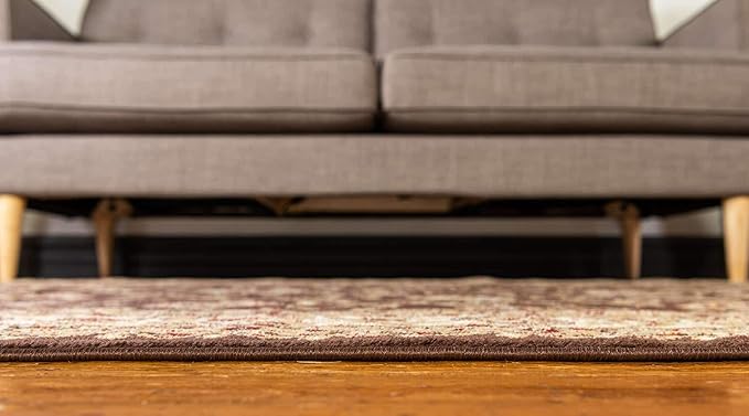 Unique Loom Voyage Collection Traditional Oriental Classic Intricate Design Area Rug (8' 0 x 8' 0 Round, Brown/Ivory)