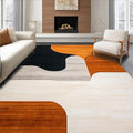 Flatwoven High Traffic Area Rug 5x7, Black Orange Abstract Geometric Shape, Non Slip, Stain Resistant, Washable Area Rugs for Living Room, Bedroom (Orange, 5x7)
