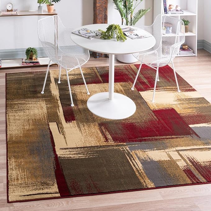 Unique Loom Barista Collection Area Rug - Timor (10' Square, Multi/Red)