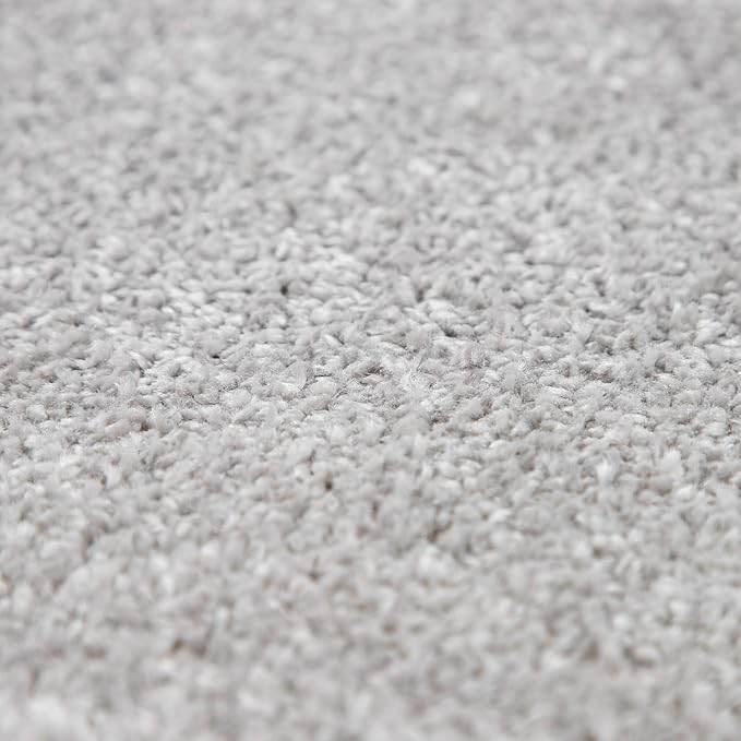 Paco Home Solid Area Rug in Silver Modern Plain Design, Size: 4' x 5'7"