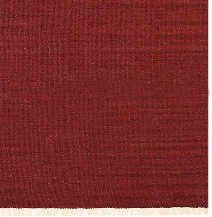 Rugsotic Carpets Hand Woven Flat Weave Kilim Wool ECO-Friendly Area Rugs - 2'6''x12', Runner Shape, Burgundy Color, Solid Plain Design, Low Pile Handmade Rugs for Living Room, Bed Room (D00111)