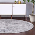 Rugs.com Leipzig Collection Round Rug – 3 Ft Round Grey Low-Pile Rug Perfect for Kitchens, Dining Rooms