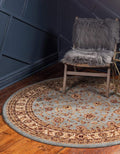 Unique Loom Voyage Collection Traditional Oriental Classic Intricate Design Area Rug (6' 0 x 6' 0 Round, Light Blue/Gold)