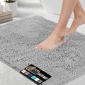 GORILLA GRIP Bath Rug Mat, Thick Soft Absorbent Chenille, Quick Dry Microfiber Mats, Rubber Backing Washable Shower Floor Rugs, US Designed Bathroom Bathmat Home Decor Accessories, 24x17 Light Gray