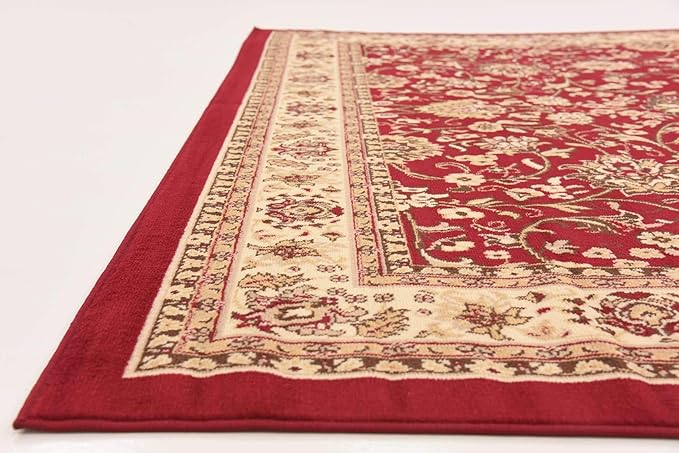 Unique Loom Sialk Hill Collection Area Rug - Washington (7' 10" Square Burgundy/Cream)