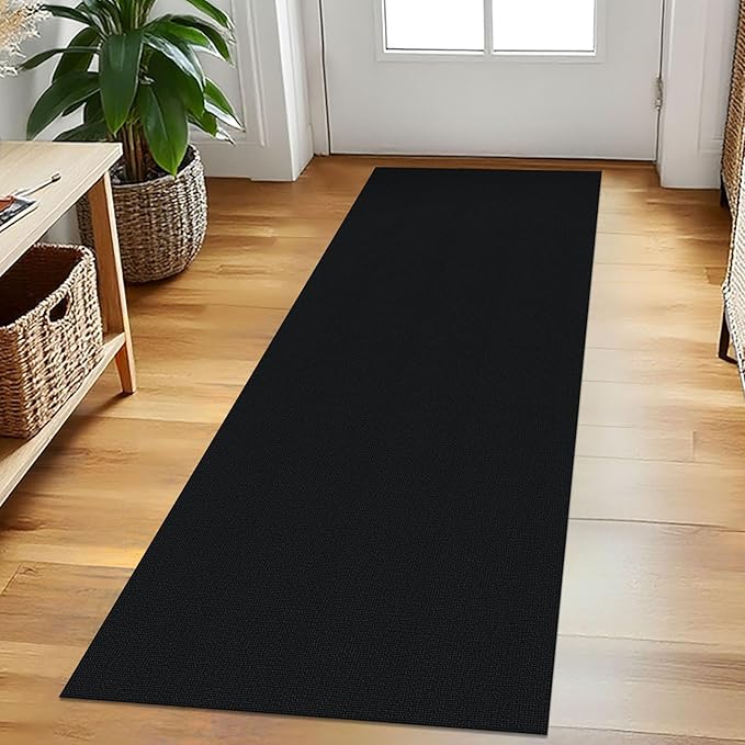 EARTHALL Washable Runner Rug 2x5 Ft Non Slip Runners for Hallways Cotton Rubber Backed Kitchen Runner Braided Indoor Floor Carpet Runners for Entryway, Hallway, Kitchen, Bedroom, Black