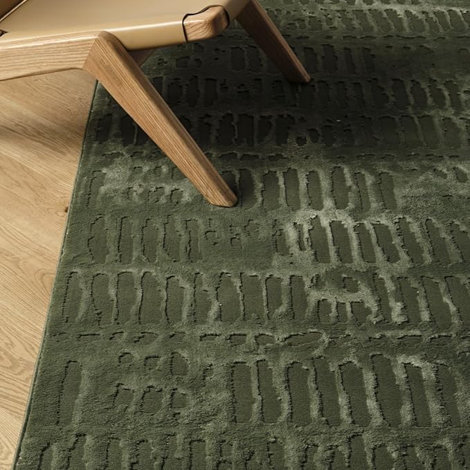 Revival Rugs Shell 10'6" x 14'3" Washable Area Rug for Living Room Bedroom - 100% Recycled Oeko-TEX Certified, Medium Pile, Green
