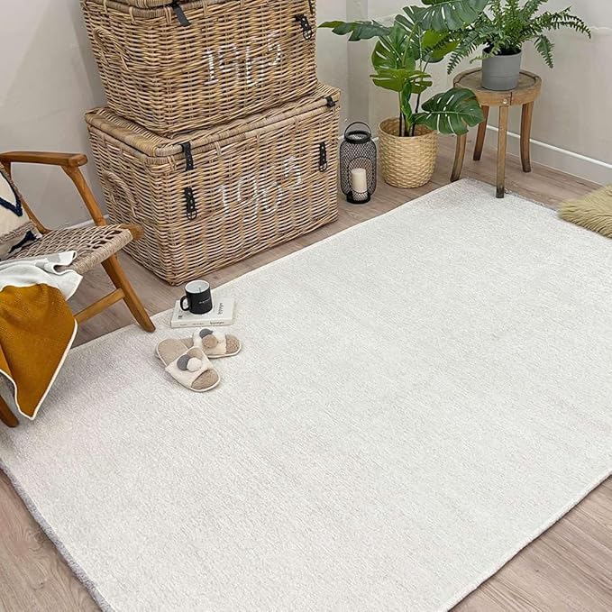 Alfa Rich 3x10 White Washable Area Rugs for Living Room Hallway Kitchen Cotton Decor Runner Rug