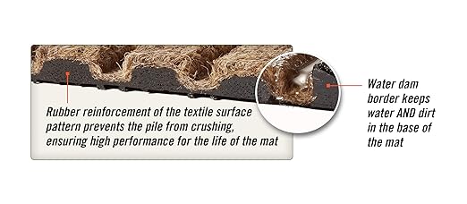 WaterHog Diamond | Commercial-Grade Entrance Mat with Rubber Border – Indoor/Outdoor, Quick Drying, Stain Resistant Door Mat (Medium Brown, 4' x 10')