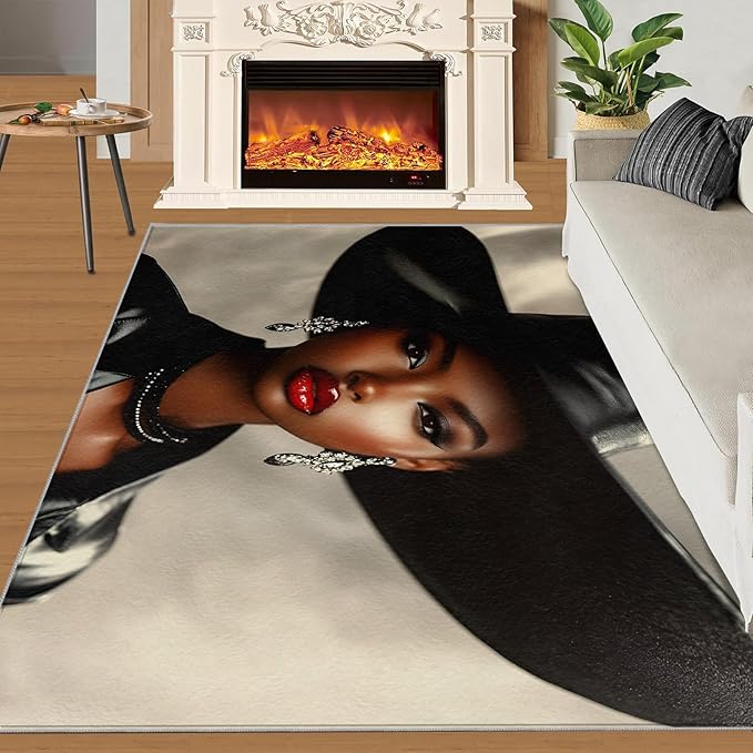 5x6 Fashionable Woman Rugs for Office - Modern Woman Living Room Carpet, Sexy Girl Bedroom Area Rug Kids Low Pile Rug for Indoor Outdoor Hardwood Floors Home Decor