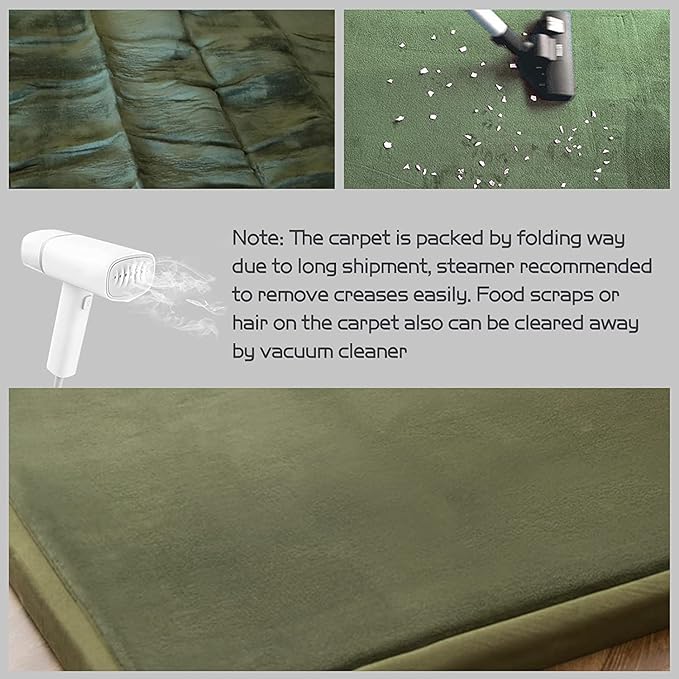 MAXYOYO Baby Play Mat, 1.2" Thick Memory Foam Soft Padded Carpet with Non-Slip Backing, 5x7 ft Japanese Tatami Rug Living Room for Kids, Toddler, Children, Nusery(Olive Green)
