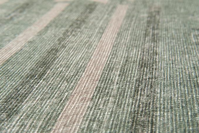 Revival Rugs Flam 4'x6' Zero-Shedding Area Rug for Living Room Bedroom - Oeko-TEX Certified, Low Pile, Spot Clean, Green