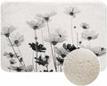 Cosmos Flowers Bathroom Mat Rugs Black and White Pattern Microfiber Faux Cashmere Thick Plush Bath Mat Non-Slip Water Absorbent Bath Carpet for Bathtub Bathroom Floor Tub 16X24 Inch