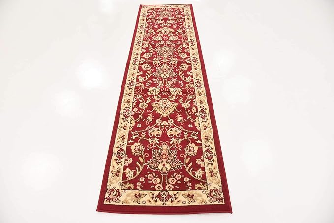 Unique Loom Sialk Hill Collection Area Rug - Washington (2' 2" x 8' 2" Runner Burgundy/Cream)