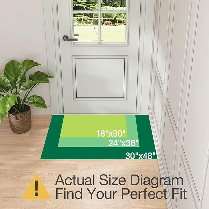 LUMI Inside Door Mat for Entry 17''x30'', Absorbent, Dirt Trapper, Low Profile Thin, Non Slip Mats with Rubber Backing, Ideal for Indoor, High Traffic, Garage, Entrance, Checkered Grey