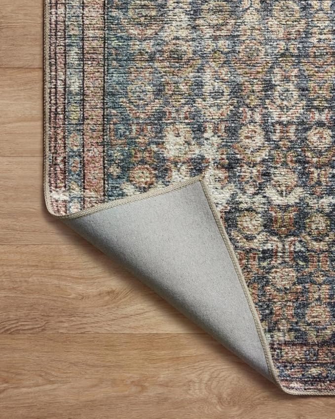 Loloi Amber Lewis Billie Collection, Ocean & Brick 7'-6" x 9'-6" Area Rug – Antique & Distressed Accent Rugs for Living Room, Bedroom, Entryway & Hallway, No Shed High Traffic Area Home Decor Rug