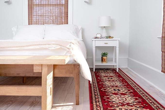 Unique Loom Taftan Collection Border Geometric Tribal Inspired Design Area Rug (2' 7 x 10' 0 Runner, Red/ Gold)