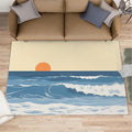 Boho Sun Area Rugs 6x9ft, Abstraction Deco Fluffie Rugs for Living Room, Minimalist Sunburst Nursery Rug with Under Rug Non Slip Tape for Bedroom Kids Room