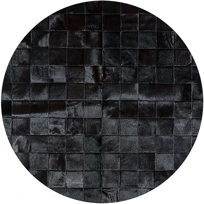 Round Area Rug – Soft Modern Carpet for Living Room, Bedroom, Entryway – Non-Slip Durable Floor Mat for Home Décor (Black_5X5)