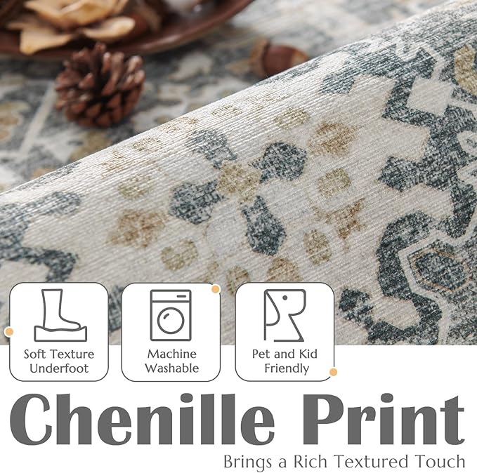 jinchan Runner Rug 3x10 Washable Hallway Rug Distressed Gray Multi Vintage Floral Runner Kitchen Floor Cover Indoor Mat Retro Entryway Living Room Bedroom Office Farmhouse Grey