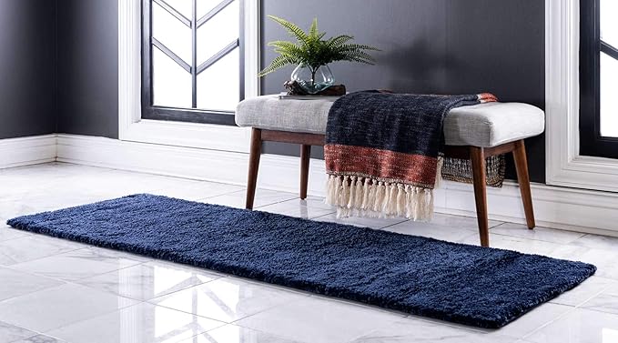 Unique Loom Solo Collection Area Rug - Calabasas (2' 2" x 13' 1" Runner, Navy Blue)