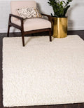 Unique Loom Solid Shag Collection Area Rug (7' 1" x 10' Rectangle, Pure Ivory)