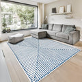 GLN Rugs Contemporary Collection - Machine Washable Area Rug, Contemporary Washable, Non Slip, Low Pile Chenille Rug, Living Room, Bedroom, Kitchen Rug (9' x 12' Blue Ivory)