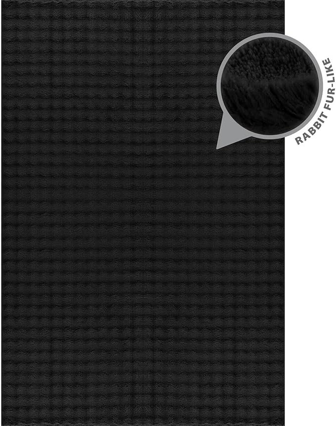 CAMILSON Modern Black Non Slip Rug 4x6 Ultra Soft High Pile Area Rugs Non Skid Rubber Backing Durable & Easy to Clean Carpet for Living Room Bedroom Kids Room Indoor Use (4 x 6 Black)
