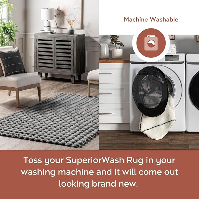 nuLOOM 2' x 8' Cozy Plush SuperiorWash Area Rug, Machine Washable, Non-Slip, Soft Fluffy Shag Carpet for Living Room Bedroom Kids Room Nursery Home Decor, Jeni Grey
