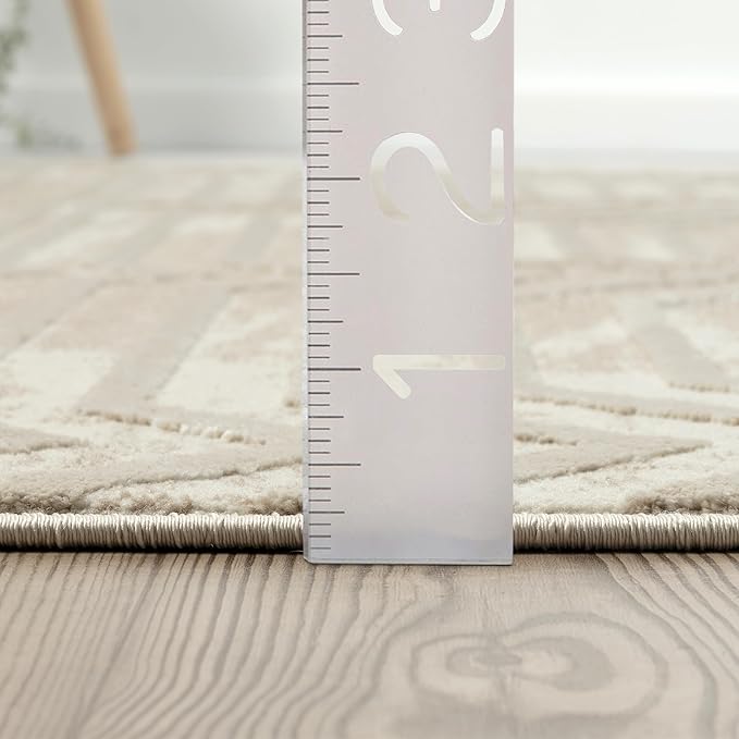 Abani Terra Cream 6' x 9' Area Rug for Living Room, Bedroom - Geometric Lines Pattern - Durable & Easy to Clean