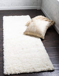 Unique Loom Solid Shag Collection Area Rug (2' 6" x 16' 5" Runner, Snow White)