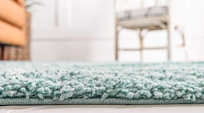 Unique Loom Davos Shag Collection Area Rug - Solid (2' 2" x 6' 7" Runner, Aqua)