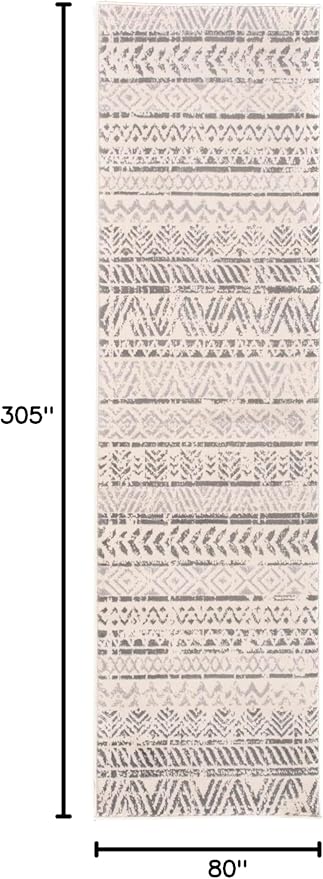 Rugshop Geometric Boho Perfect for high Traffic Areas of Your Living Room,Bedroom,Home Office,Kitchen Runner Rug 2'7" x 10' Gray