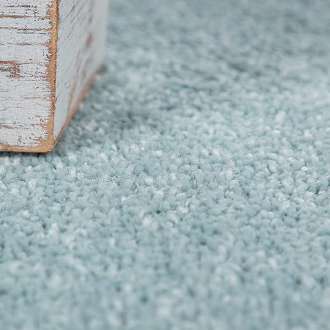 Paco Home Solid Area Rug in Light Blue Modern Plain Design, Size: 5'3" x 7'3"