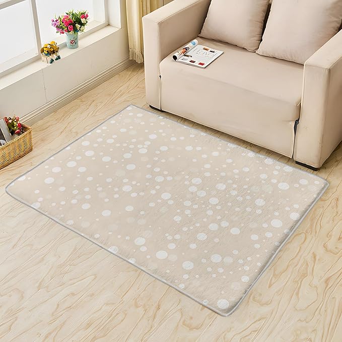 Beige Rug, 4x7 Rug, Bubble Print Rugs for Entryway, Minimalist Large Area Rug, Washable Rug Non Slip Soft Indoor Carpet, Kids and Pets Friendly, Beige Home & Room Decor