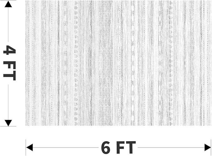 4x6 Area Rugs for Living Room Machine Washable Rug Distressed Indoor Carpet Neutral Moroccan Boho Rug Ultra Soft Area Rug for Bedroom Dining Room Playroom Office, Grey