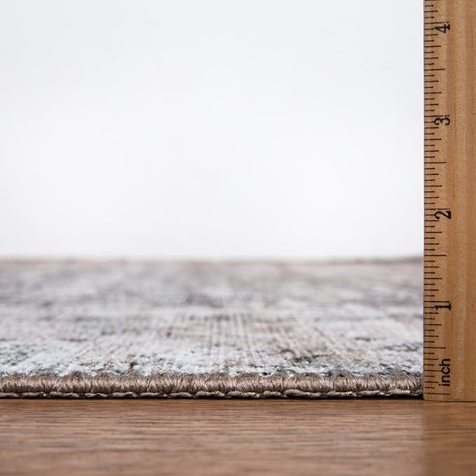 Bloom Rugs Washable Non-Slip 8' x 10' Rug - Tan/Blue/Green Traditional Area Rug for Living Room, Bedroom, Dining Room, and Kitchen - Exact Size: 8' x 10'