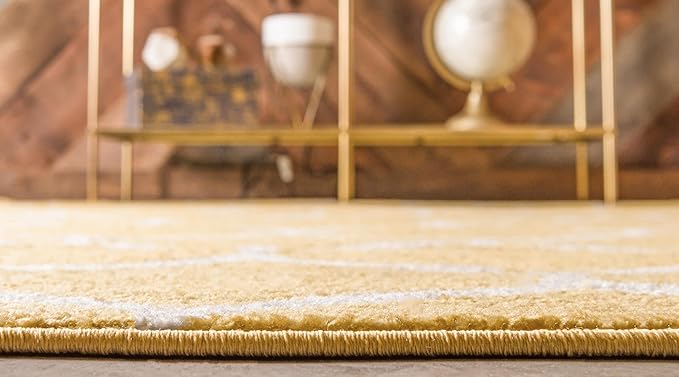 Rugs.com Lattice Frieze Collection Rug – 6' Square Yellow Medium Rug Perfect for Living Rooms, Kitchens, Entryways