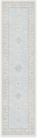 RUGGABLE Washable Vintage Runner Rug – Verena Soft Blue 2.5x10, Stain-Resistant, Non-Slip Hallway Runner – Machine Washable Rug for Hallway, Entryway, Living Room & Kitchen–with Cushioned Pad