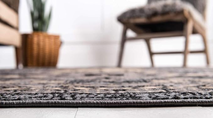 Unique Loom Taftan Collection Border Geometric Tribal Inspired Design Area Rug (9' 10 x 13' 0 Rectangular, Gray/ Black)