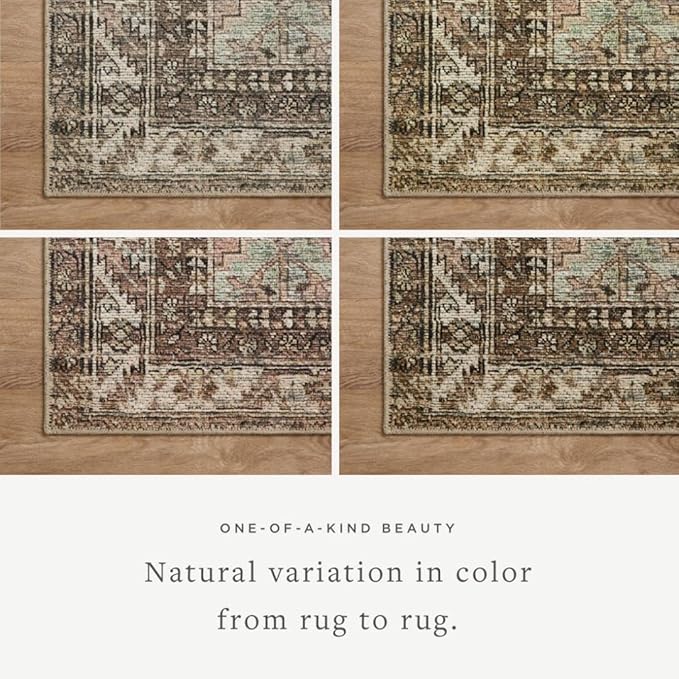 Loloi Amber Lewis Billie Collection, Clay & Sage 2'-3" x 3'-9" Area Rug – Antique & Distressed Accent Rugs for Living Room, Bedroom, Entryway & Hallway, No Shed High Traffic Area Home Decor Rug