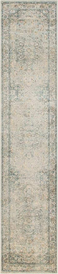 Nourison Home Astra Machine Washable Light Blue 2'2" x 10' Area Rug - Easy Clean, Non Shedding, Bed Room, Living Room, Dining Room, Kitchen (10' Runner)