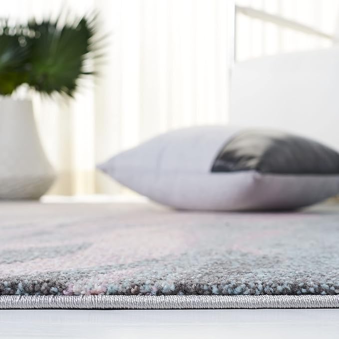 SAFAVIEH Glacier Collection 2'3" x 12' Pink / Blue GLA126U Modern Abstract Non-Shedding Living Room Bedroom Runner Rug