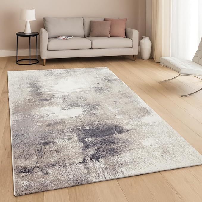 Paco Home Abstract Area Rug Artful Mottled Color Pattern in Beige Grey, Size: 4' x 5'7"