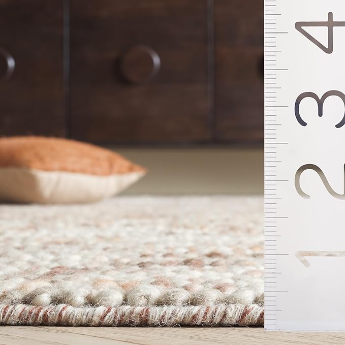 SAFAVIEH Natura Collection Area Rug - 6' Square, Dark Brown & Beige, Handmade Wool Blend, Textured Design, Ideal for Living Room, Bedroom, Dining Space (NAT620E)
