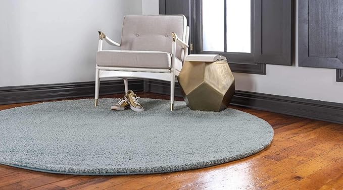 Unique Loom Solo Collection Area Rug - Calabasas (7' 10" Round, Light Blue)